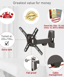 ⁦Barkan 2300 Monitor Wall Mount 13"~43" 25Kg Full Motion⁩ – תמונה ⁦3⁩