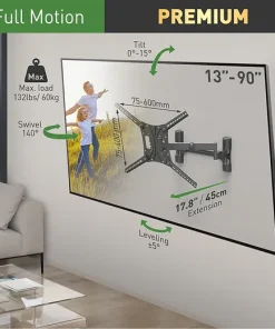 Alternative view of Barkan BM464 Monitor Wall Mount 13"~90" 60Kg Full Motion