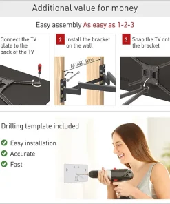 ⁦Barkan BM464 Monitor Wall Mount 13"~90" 60Kg Full Motion⁩ – תמונה ⁦4⁩