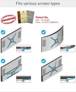 ⁦Barkan BM464 Monitor Wall Mount 13"~90" 60Kg Full Motion⁩ – תמונה ⁦6⁩