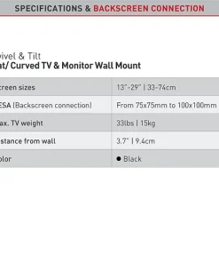 ⁦Barkan E120 Monitor Wall Mount 13"~29" 15Kg Swivel & Tilt⁩ – תמונה ⁦6⁩