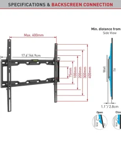 ⁦Barkan E302+ Monitor Wall Mount 13"~65" 50Kg Fixed⁩ – תמונה ⁦4⁩
