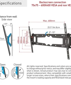⁦Barkan E410+ Monitor Wall Mount 13"~90" 60Kg Tilt⁩ – תמונה ⁦9⁩