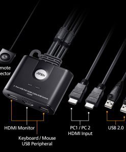 Alternative view of ATEN CS22HF KVM FHD HDMI 2 Port USB + Remote Port selector